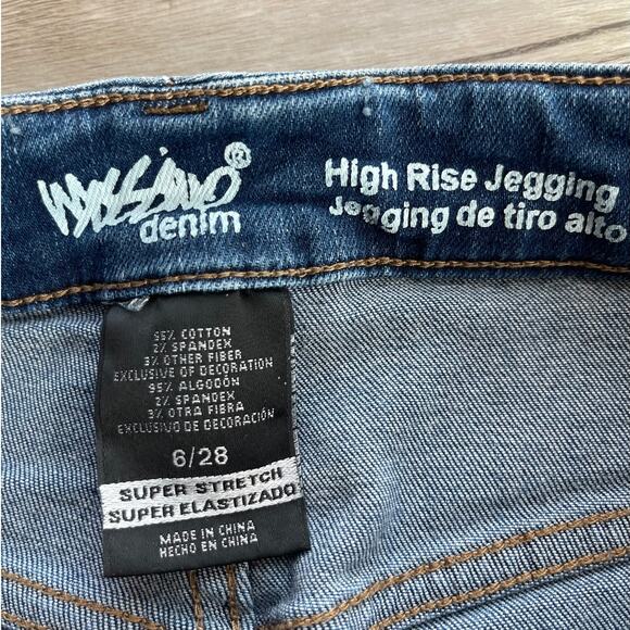 MOSSIMO Womens Denim High Rise Jegging Jeans size 6/28 Navy Blue Floral AJ09 - Picture 4 of 7